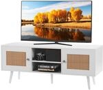 VEVOR Rattan-TV-St&auml;nder, Fernsehschrank Boho-TV-Schrank f&uuml;r 140 cm Fernseher,