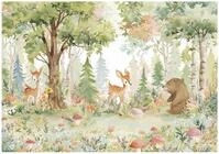WallArena - Vlies Fototapete Kinderzimmer 150x105 cm Wald Tiere - Fototapeten...