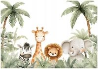 WallArena - Vlies Fototapete Kinderzimmer 400x280 cm Dschungel Tiere - Fototapeten