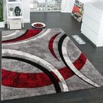 Paco Home Teppich Kurzflor Konturenschnitt Muster Gestreift Grau Schwarz Rot...