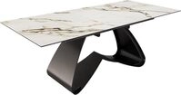 DELIFE Esszimmertisch Edge Keramik Calacatta Luxe Wei&szlig;-Gold-Grau 180-220x100