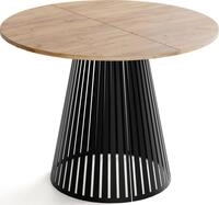 WFL GROUP Esstisch Rund Ausziehbar mit Lamellen im Loft-Stil &ndash; 100 bis 180 cm...
