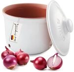 Romertopf Zwiebeltopf MAXI 2,8 L Vorratstopf Keramik bel&uuml;ftet, Wei&szlig; | F&uuml;r