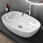 doporro Aufsatzwaschbecken Keramik G&auml;ste-WC Waschbecken Waschschlae 60cm wei&szlig;