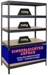 PROREGAL Schwerlastregal Rivet HxBxT 180x120x60cm Fachlast 250kg, Innovatives