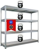 PROREGAL Schwerlastregal Dino 180x200x60cm 4 Melamin-Ebenen 16mm Fachlast 500kg