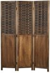 Homestyle4u 2023, Paravent Raumteiler Holz Dunkel Braun 3 teilig Rattan Optik