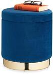 Relaxdays Samthocker mit Stauraum, rund, eleganter Polsterhocker, modern, Samt
