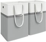 SONGMICS W&auml;schekorb 2er Set, 110 L W&auml;schesammler faltbar, mit kurzen und...
