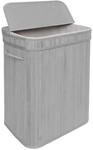 Relaxdays W&auml;schekorb mit Deckel, Bambus, 72 l, Faltbare W&auml;schebox, HxBxT: 60 x 40 x