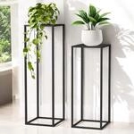 DanDiBo Pflanzenst&auml;nder 96587 Metall 100 cm und 80 cm Schwarz Eckig 2er Set