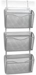 Zeller Wand/T&uuml;r-Magazinhalter, Mesh, Metall, grau, 35.5x9x85.5 cm, 17755