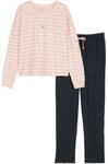 Marc O'Polo Damen Pyjama Mix N Match Cotton - Rose Mauve Stripe/Dark Navy -...