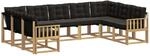 vidaXL Outdoor-Sofagarnitur mit Kissen 9 pcs Wei&szlig; und Schwarz, Garten, modernes