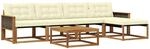 vidaXL Outdoor-Sofagarnitur mit Kissen 6 pcs Natur und Creme, Moderne