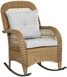 Outsunny Rattan Schaukelstuhl, Schaukelsessel mit Kissen, Gartenstuhl mit...