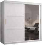 Mirjan24 Kleiderschrank Rotuni II, Schlafzimmerschrank mit 2 Kleiderstangen Spiegel