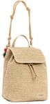 Desigual Freizeitrucksack Handtasche Half Logo Raffia Backpack Natural beige