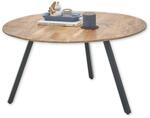 GLORIA Couchtisch Massivholz Mango rund - Hochwertiger Sofatisch mit schwarzem