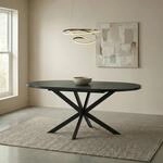 IDIMEX Esstisch Chester rund 120 cm, Schwarz &ndash; Ausziehbar bis 160 cm schwarzes