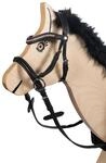 HKM 9209 Gebisslose Trense Funny Horses - Spielzeugtrense Holzpferde Schwarz/Pink,