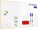 ALLboards Whiteboard mit Holzrahmen 200x120cm Magnettafel Wei&szlig; Magnetisch,...