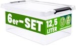 Deuba&reg; 6x Aufbewahrungsbox mit Deckel 12,5L Box Kunststoff Kisten...