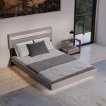 Juskys Schwebebett Lissabon 140x200 cm beige - Polsterbett mit LED, Lattenrost...