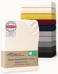 AM Qualit&auml;tsmatratzen Premium Spannbettlaken 160x210cm Topper (200gsm) in Creme -