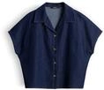someday Damen Kurzarmbluse | Boxy Jeansbluse aus BCI Cotton Mix Rinsed Dark...
