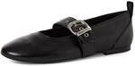 Tamaris Damen Ballerina mit Strap Leder flach, schwarz, 36 EU
