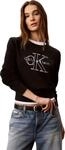 Calvin Klein Damen Pullover Logo Outline aus Baumwolle, Schwarz (Black), XS