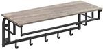 VASAGLE Wandgarderobe mit Aufbewahrungsregal, Wandregal mit 5 abnehmbaren Haken,