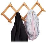 Relaxdays 5 x Wandgarderobe Holz, ausziehbare Garderobenleiste, 10 Kleiderhaken,