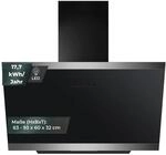 YUNA Dunstabzugshaube DULCIA 60 cm Schwarz Glasfront 3 Leistungsstufen 47W