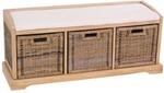 Mendler Sitzbank Bienne, Aufbewahrungsbox, 3 K&ouml;rbe, Kubu-Rattan-Geflecht,