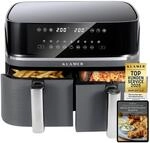 KLAMER Hei&szlig;luftfritteuse Duo 9 L &ndash; Doppelkammer Airfryer mit 2 K&ouml;rben &