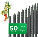 Novatool 50 St&uuml;ck kleine Pflanzst&auml;be 75cm gr&uuml;n 8mm stabil Metallrohr