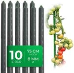 Novatool 10 St&uuml;ck kleine Pflanzst&auml;be 75cm gr&uuml;n 8mm stabil Metallrohr