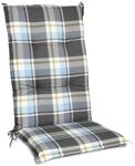 Beautissu Hochlehner Auflage Gartenstuhl 120x50 cm Polster Blau Kariert &ndash; 6cm Dicke