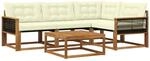 vidaXL Outdoor-Sofagarnitur mit Kissen 5 pcs Natur und Creme, Moderne