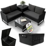 Juskys&reg; Outdoor Polyrattan Lounge Santorini inkl. Abdeckung - Gartenlounge mit