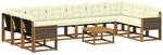 vidaXL Outdoor-Sofagarnitur mit Kissen 11 pcs Natur und Creme, Garten-Sofa,...