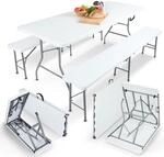 Arebos Bierzeltgarnitur 3-teilig Set Tisch + 2 x Bank | Festzeltgarnitur f&uuml;r...