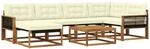 vidaXL Outdoor-Sofagarnitur 7 pcs Natur und Creme Massivholz Akazie, Modernes