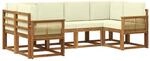 vidaXL Outdoor-Sofagarnitur 6 pcs Natur und Creme Massivholz Akazie,...