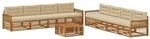 vidaXL Outdoor-Sofagarnitur mit Kissen 9 pcs Natur und Beige, Garten Lounge Set,