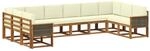 vidaXL Outdoor-Sofagarnitur 10 pcs Natur und Creme Massivholz Akazie,...