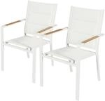 Oviala 2 Gartenst&uuml;hle aus Aluminium und Textilene, Wei&szlig;