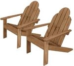 ECD Germany Adirondack-Stuhl 2er Set aus Tannenholz Massiv, 92,5x70x89 cm, Braun,